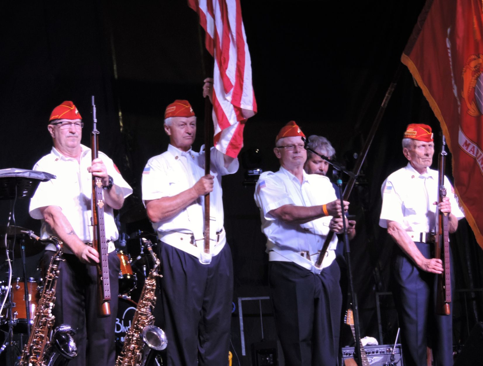 Table rock Detachment 1197, Marine Corps League presents the colors during National Anthem.JPG